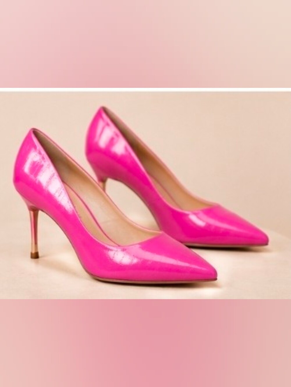 Hot Pink Patent Leather Pointed-Toe Pumps with Matching Clutch - Picture 5 of 8